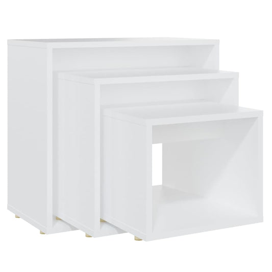 Stablebord 3 stk hvit sponplate