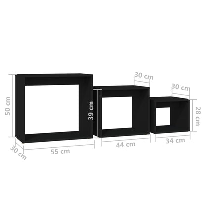 Stablebord 3 stk svart sponplate