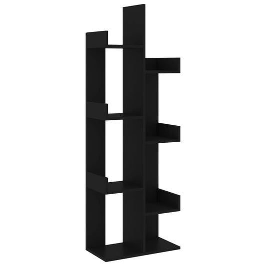 Bokhylle svart 48x25,5x140 cm konstruert tre