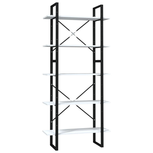Bokhylle 5 nivåer hvit 80x30x175 cm konstruert tre