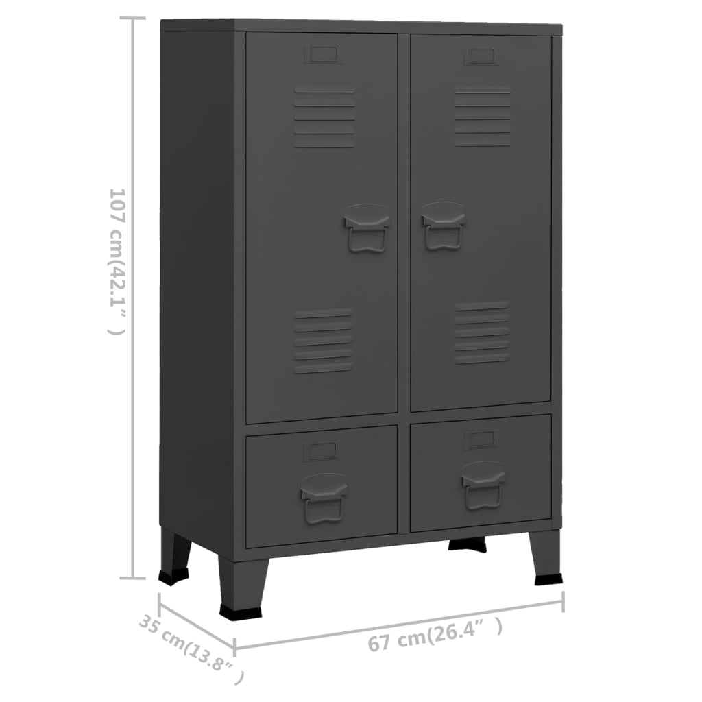 Garderobe industriell stil antrasitt 67x35x107 cm stål