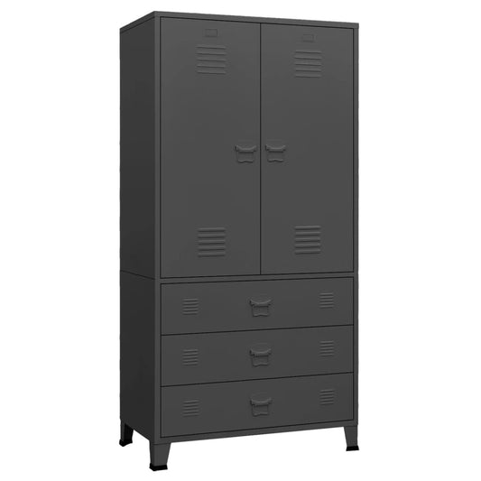 Garderobe antrasitt 90x50x180 cm metall