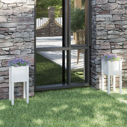 Plantekasser 2 stk hvit 31x31x70 cm heltre furu