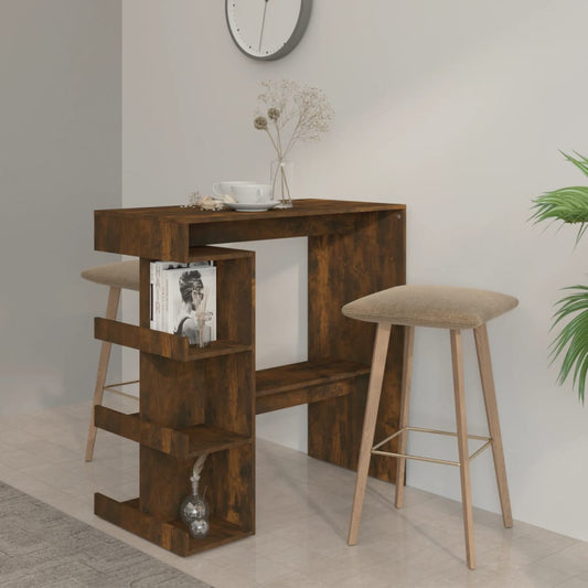 Barbord med oppbevaring røkt eik 100x50x101,5 cm konstruert tre