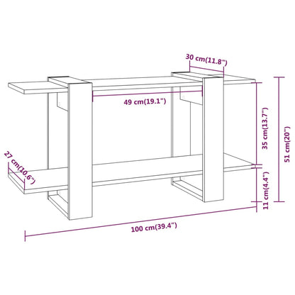 Bokhylle svart 100x30x51 cm konstruert tre