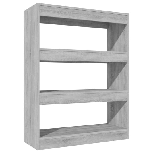 Bokhylle/romdeler grå sonoma eik 80x30x103 cm konstruert tre