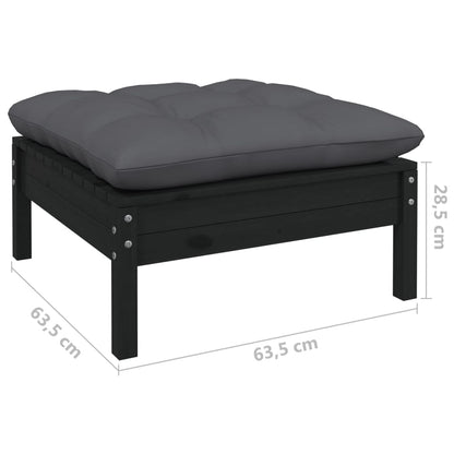 Hagesofagruppe med puter svart 5 deler furu