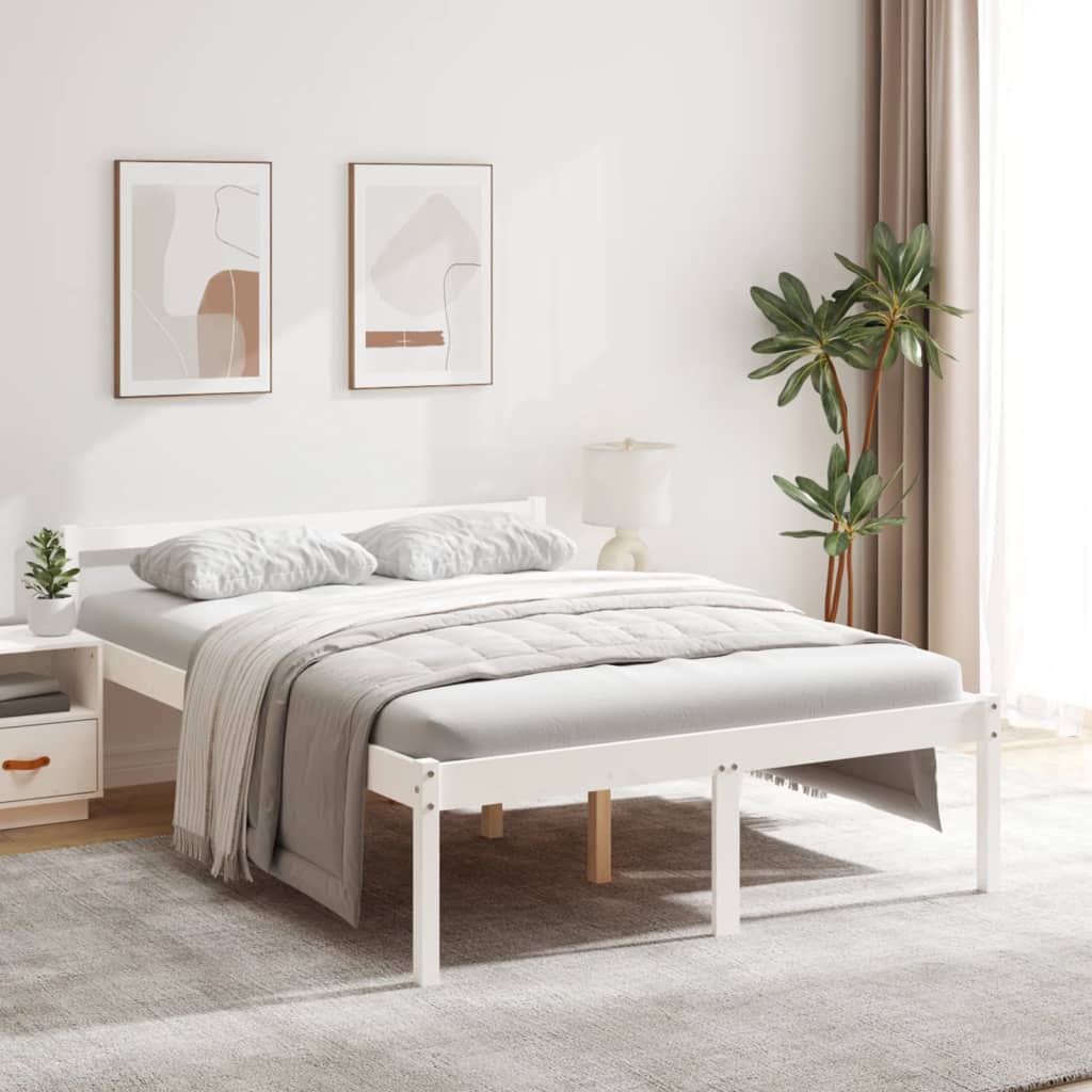 Sengeramme hvit 135x190 cm heltre furu