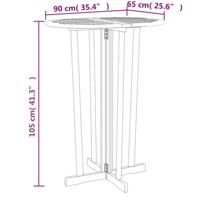 Sammenleggbart barbord 90x65x105 cm heltre teak