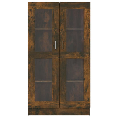 Vitrineskap røkt eik 82,5x30,5x150 cm konstruert tre