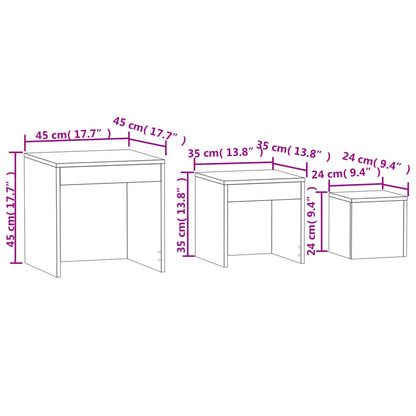 Stablebord 3 stk brun eik konstruert tre