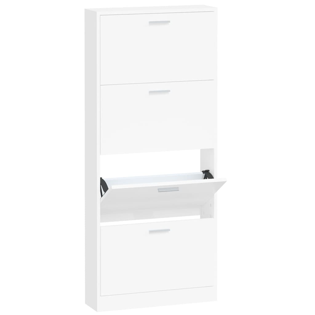 Skoskap hvit 59x17x150 cm konstruert tre