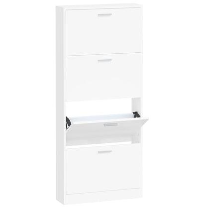 Skoskap hvit 59x17x150 cm konstruert tre