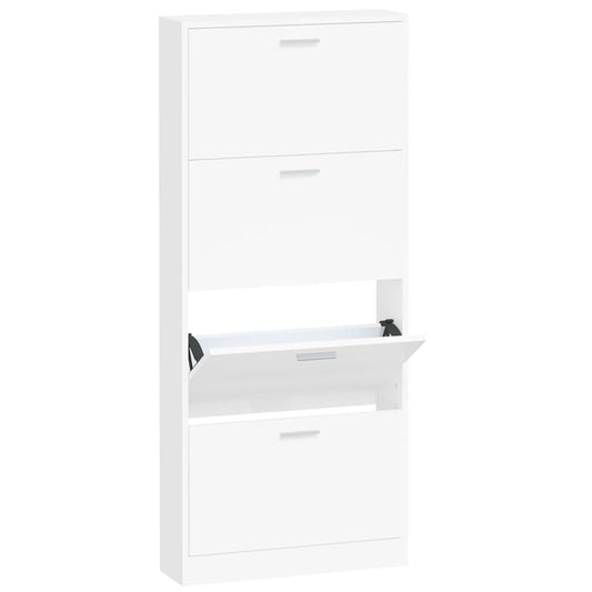 Skoskap hvit 59x17x150 cm konstruert tre