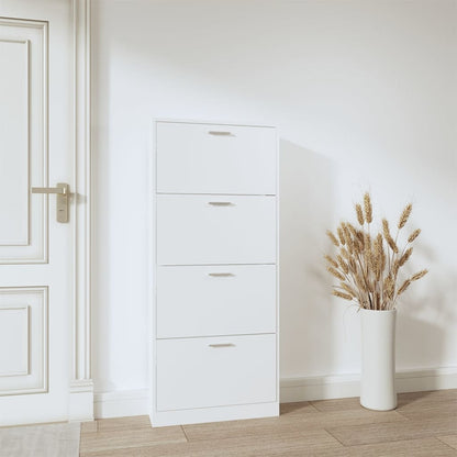Skoskap hvit 59x17x150 cm konstruert tre