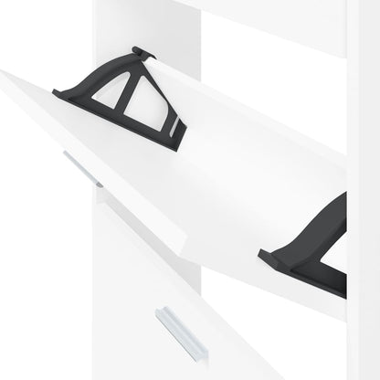 Skoskap hvit 59x17x150 cm konstruert tre