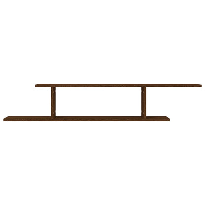 Veggmontert TV-hylle brun eik 125x18x23 cm konstruert tre