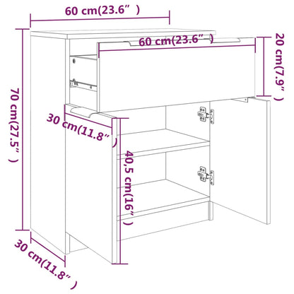 Skjenk sonoma eik 60x30x70 cm konstruert tre