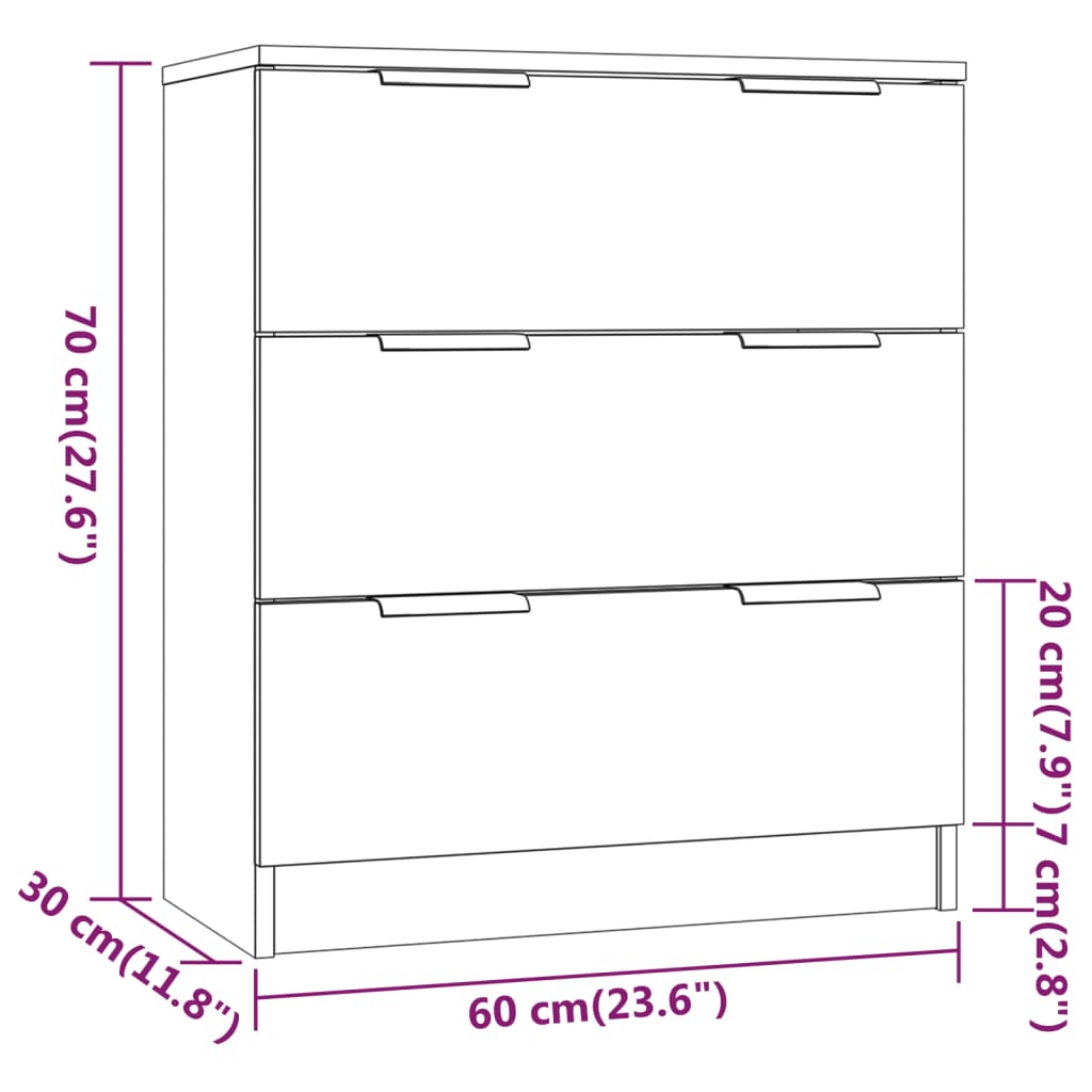 Skjenk brun eik 60x30x70 cm konstruert tre