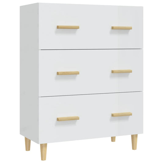 Skjenk høyglans hvit 70x34x90 cm konstruert tre