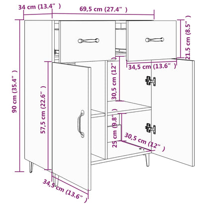 Skjenk sonoma eik 69,5x34x90 cm konstruert tre