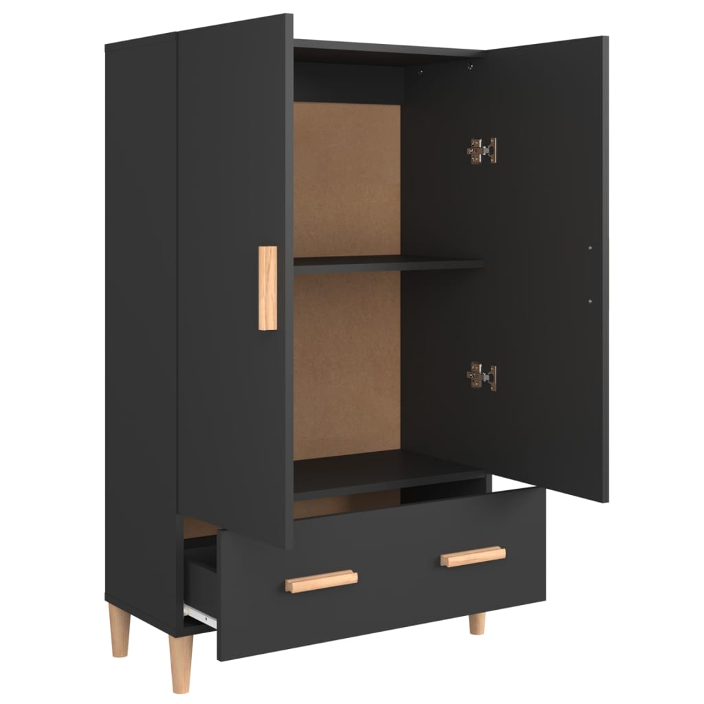 Vitrineskap svart 70x31x115 cm konstruert tre