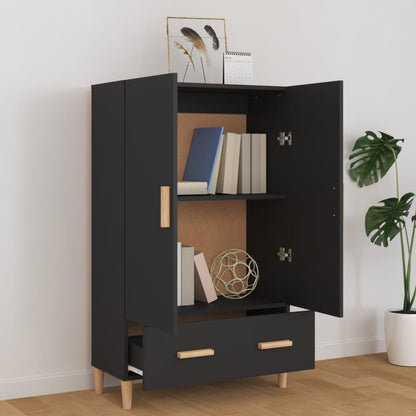Vitrineskap svart 70x31x115 cm konstruert tre