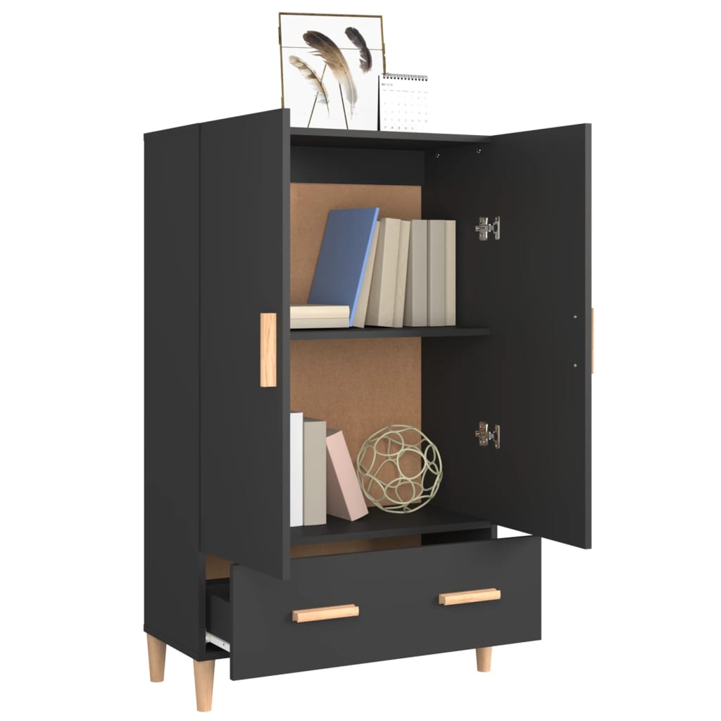 Vitrineskap svart 70x31x115 cm konstruert tre