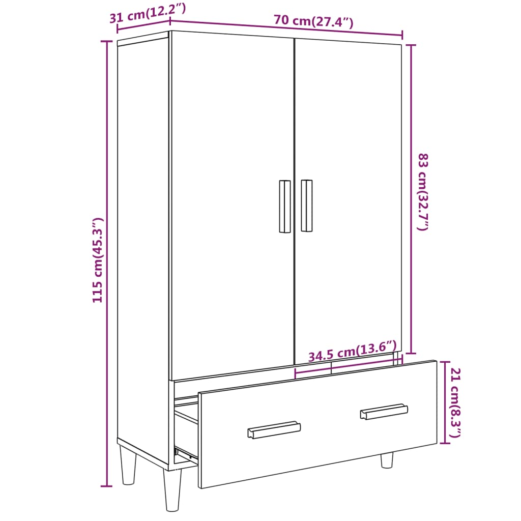 Vitrineskap svart 70x31x115 cm konstruert tre