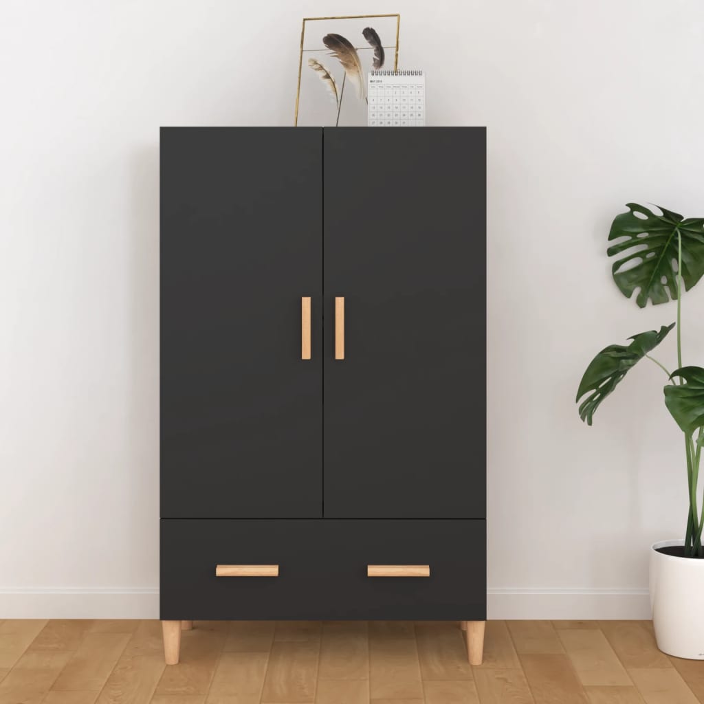 Vitrineskap svart 70x31x115 cm konstruert tre