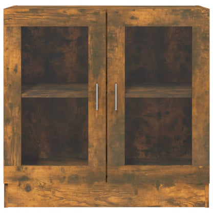 Vitrineskap røkt eik 82,5x30,5x80 cm konstruert tre