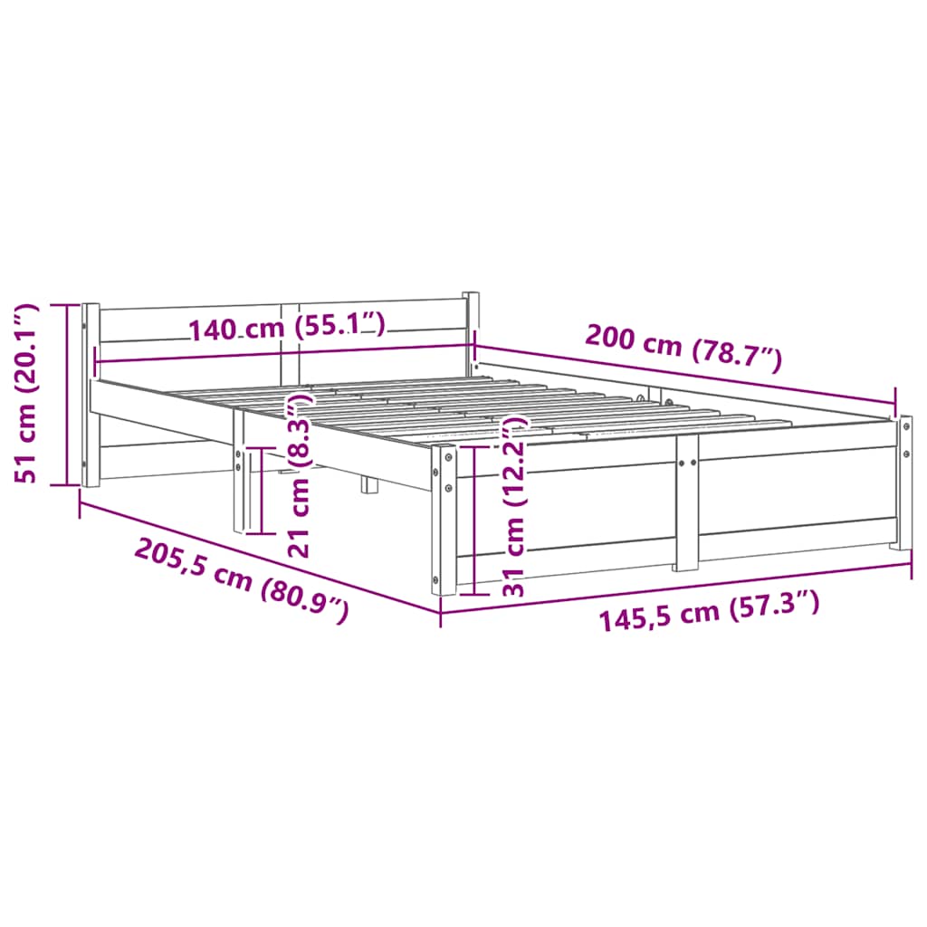 Sengeramme heltre 140x200 cm