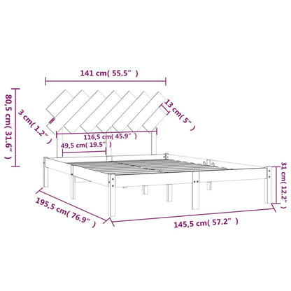 Sengeramme hvit 140x190 cm heltre