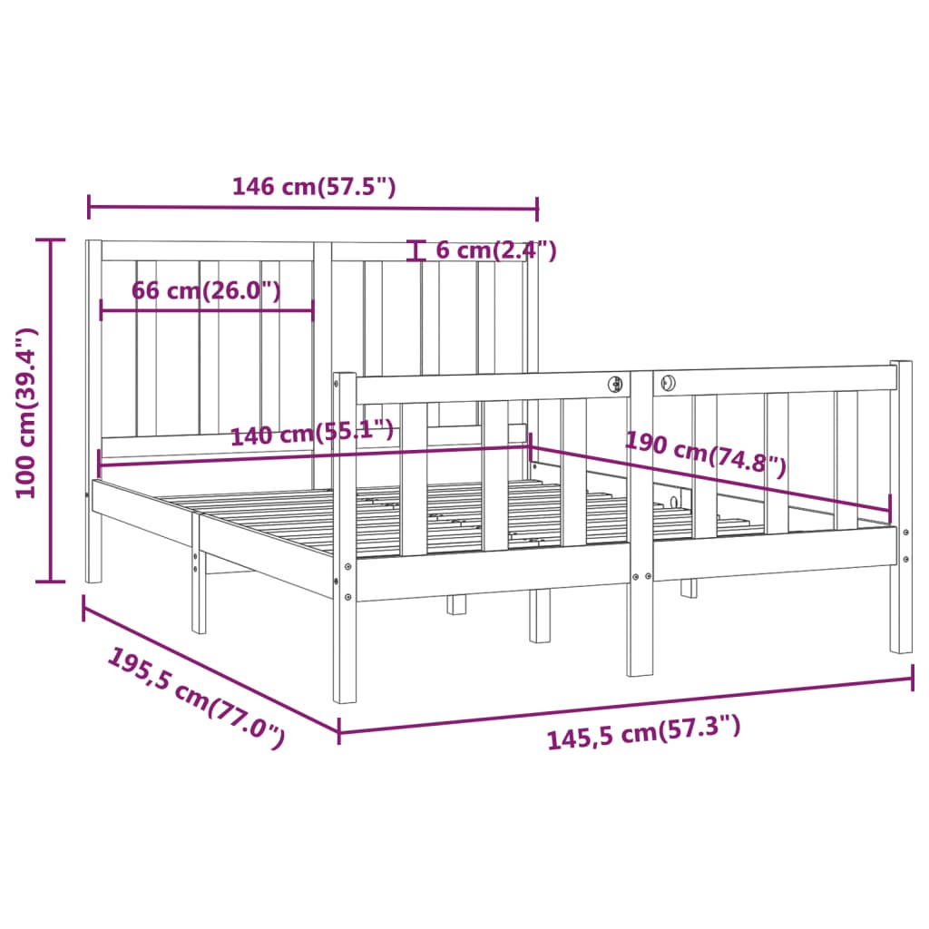Sengeramme heltre 140x190 cm