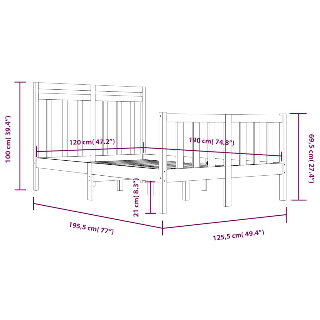 Sengeramme heltre 120x190 cm Small Double