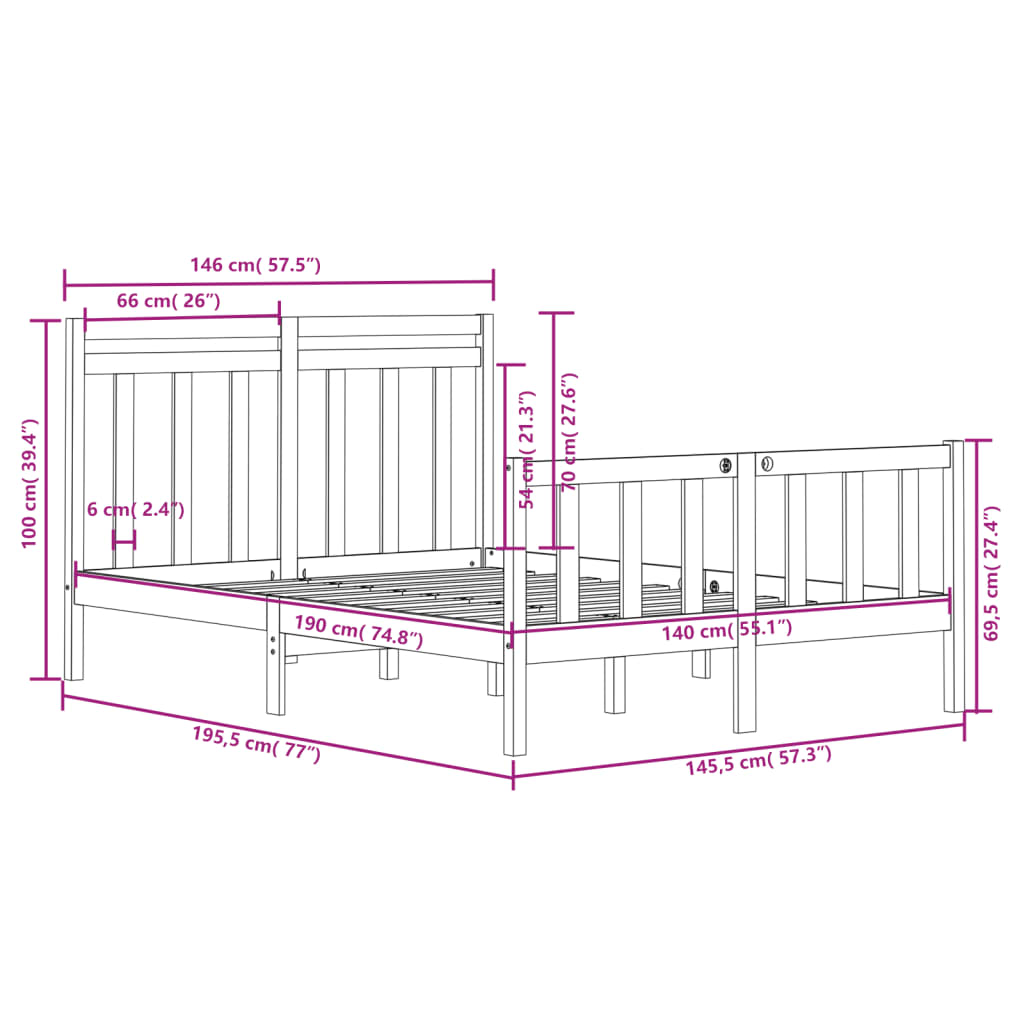 Sengeramme heltre 140x190 cm