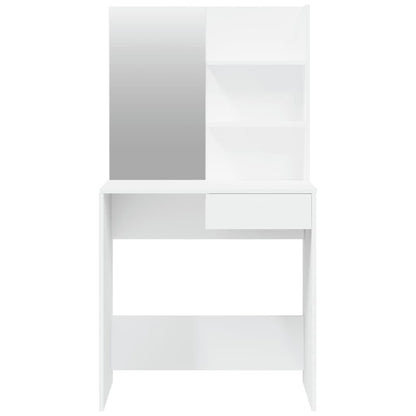 Sminkebord med speil hvit MDF 74,5x40x141 cm