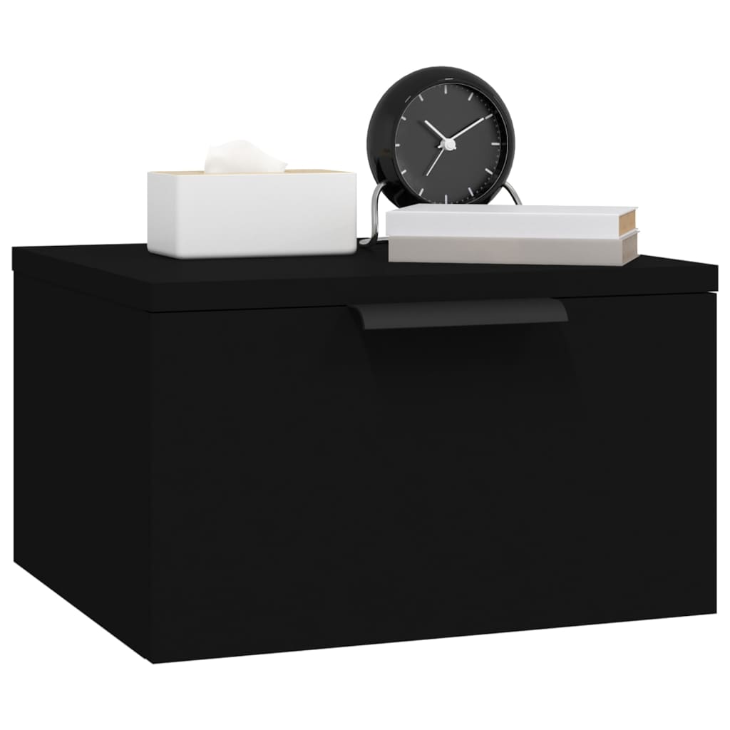 Veggmontert nattbord svart 34x30x20 cm