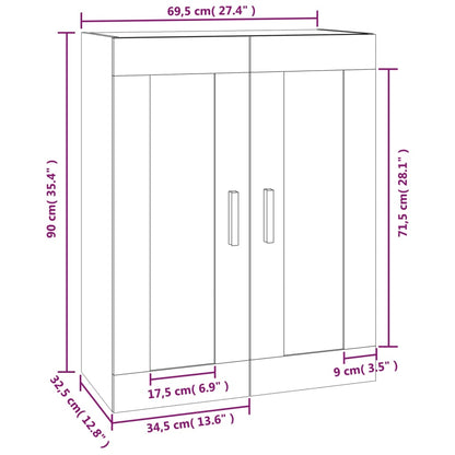 Veggskap svart 69,5x32,5x90 cm konstruert tre