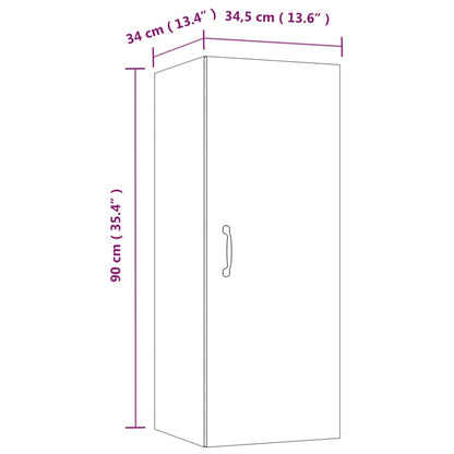 Veggskap sonoma eik 34,5x34x90 cm konstruert tre