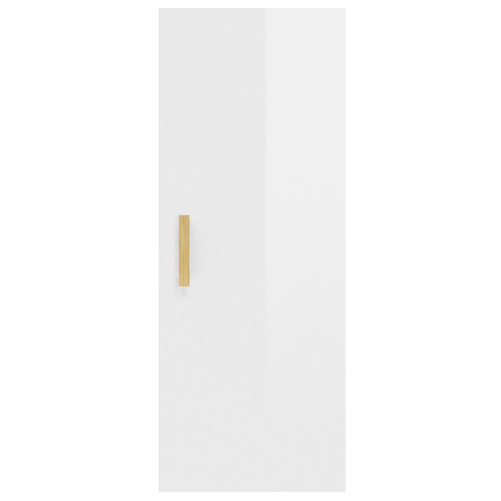 Veggskap høyglans hvit 34,5x34x90 cm konstruert tre