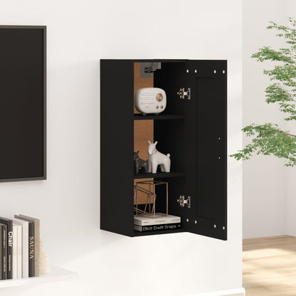 Veggskap svart 35x34x90 cm konstruert tre