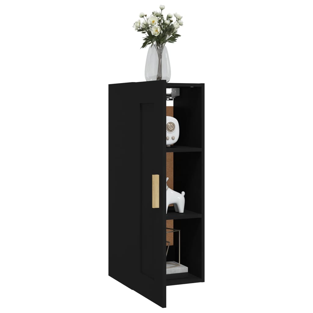 Veggskap svart 35x34x90 cm konstruert tre