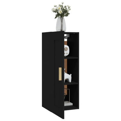 Veggskap svart 35x34x90 cm konstruert tre