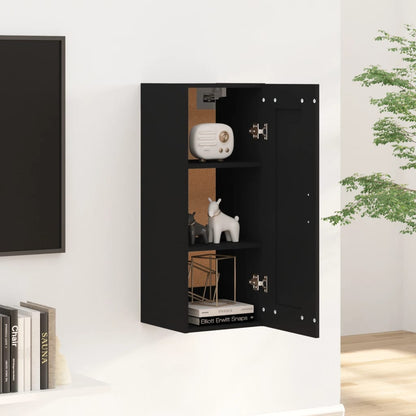 Veggskap svart 35x34x90 cm konstruert tre