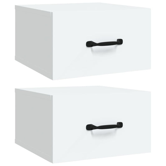 Veggmonterte nattbord 2 stk hvit 35x35x20 cm
