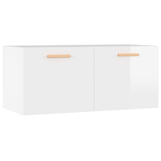 Veggskap høyglans hvit 80x35x36,5 cm konstruert tre