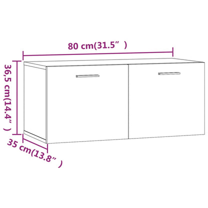 Veggskap høyglans hvit 80x35x36,5 cm konstruert tre