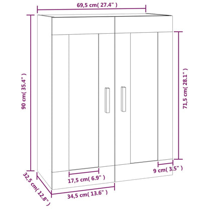 Veggskap røkt eik 69,5x32,5x90 cm konstruert tre
