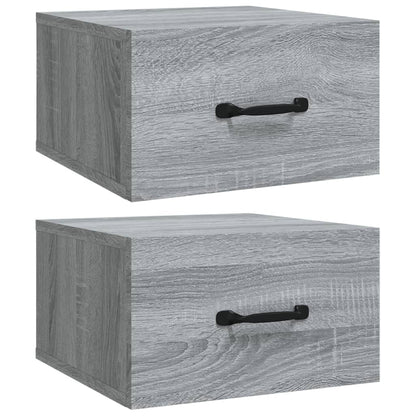 Veggmonterte nattbord 2 stk grå sonoma 35x35x20 cm